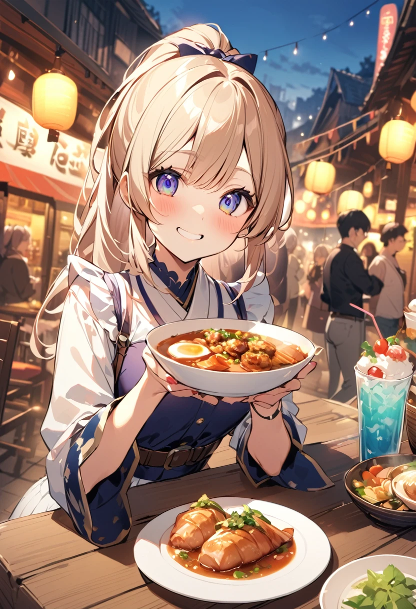 Highest quality、High resolution、Detailed Background、(Beautiful face in every detail:1.4)、Anatomically correct、Normal number of fingers、(Detailed eyes)、 anime beauties、Bobcut、ponytail、well-groomed eyebrows、Perfect body line、cute仕草、Food Festivals、
(Food Festivalsを楽しんでいる2人の美女:1.5)、(Two beautiful women eating various dishes:1.5)、
Food Festivalsは公園やイベントスペースや屋外会場など広いスペースが必要な場所で開催される、Sometimes it is held in urban areas or tourist spots.、You can enjoy a variety of cuisines、cute