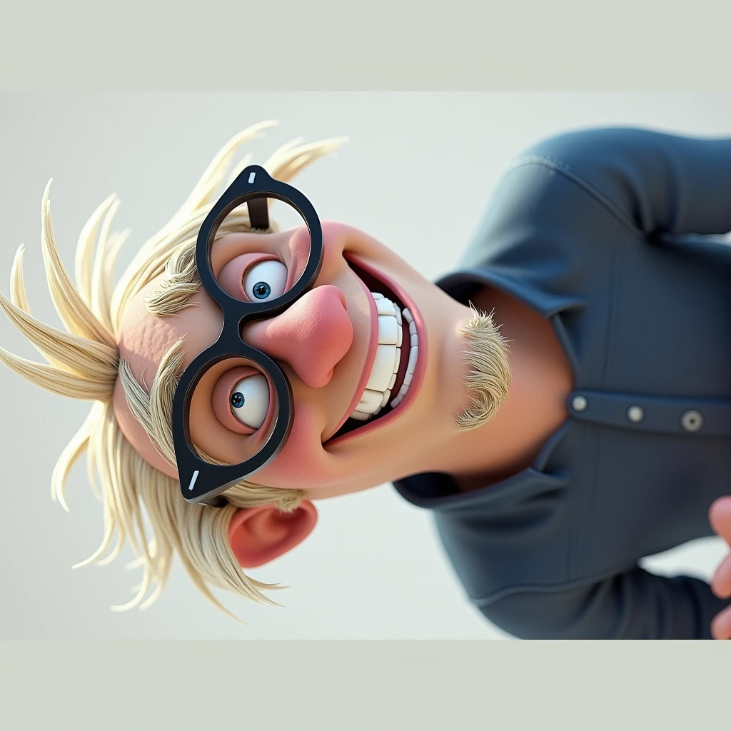 Cartoon character of a man in black glasses and blue shirt, animation character, stylized character, animation style rendering, 3d stylized, Arnold Maya rendering, Stylized 3D rendering, toon render screenshot, 3d character, 3d character, Stylized 3D rendering, 3D character rendering, cartoon character, Personagem de close up, character posing, (Pixar-style) (master part:1.2) (bokeh) (best qualityer) (skin detailed) (detailed texture) (8k) (Argilla) (cinematic lighting) (sharp focus