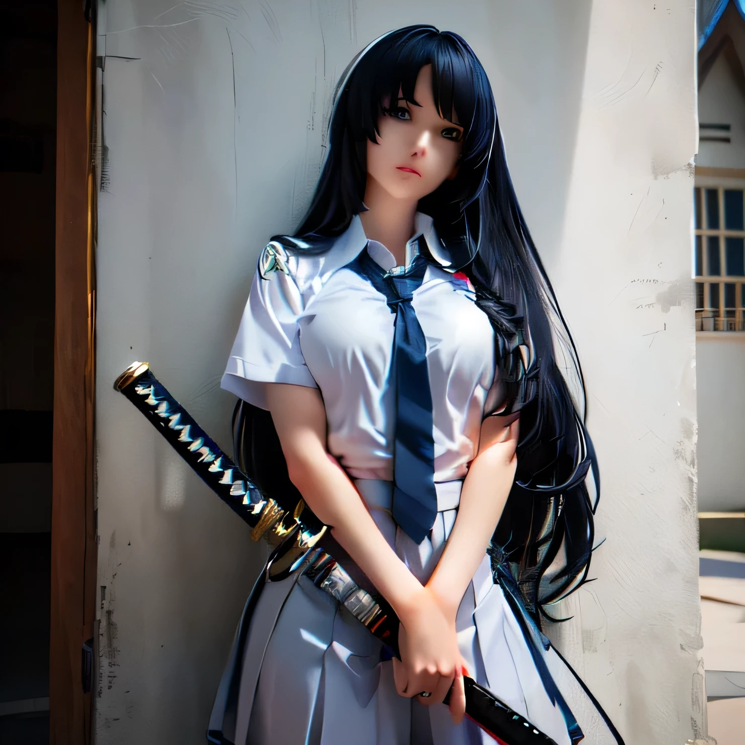 anime girl posing with a knife