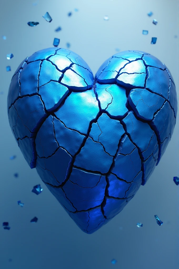 A heart sliced into 50 pieces each a different shade of blue