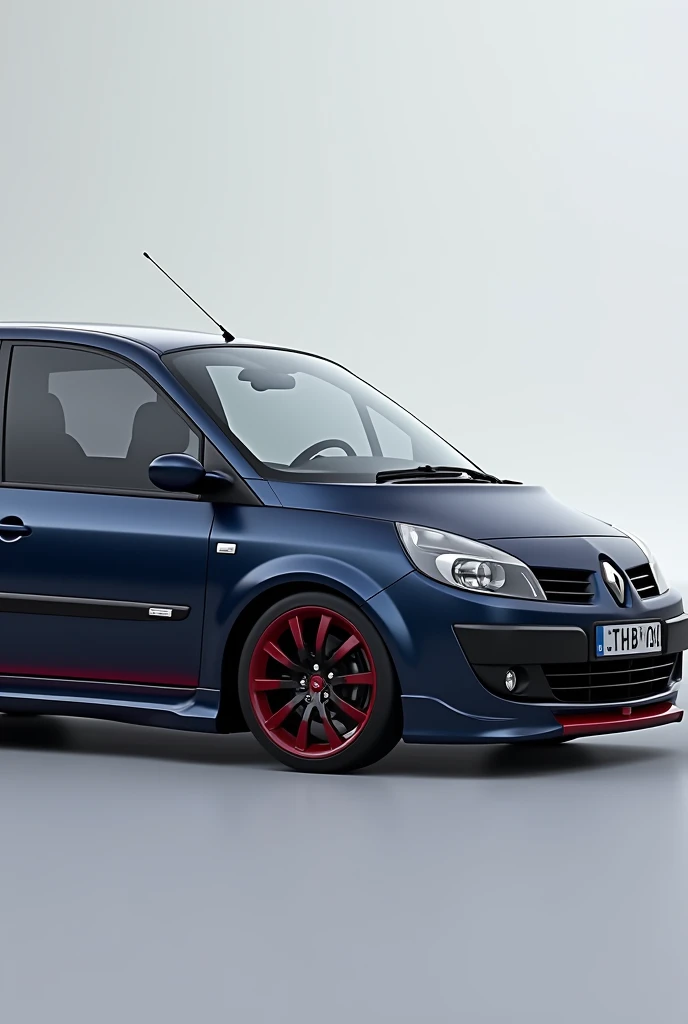 Renault Scenic II 2007 model, dark blue with red details