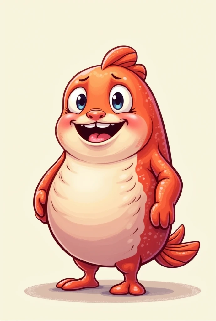 Easy drawing of fish meat with face