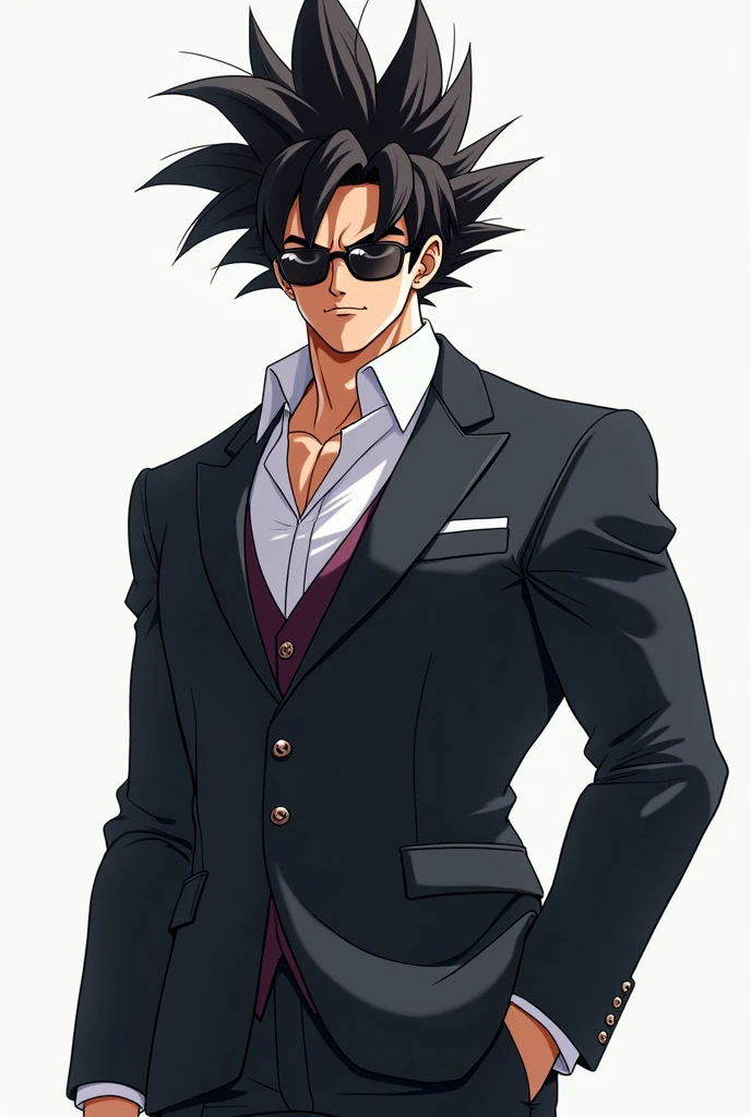 Goku wearing a suit and sunglasses is really cool