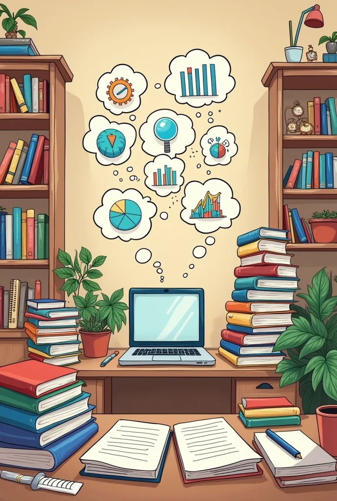cartoon-style documents without characters to represent documentary research