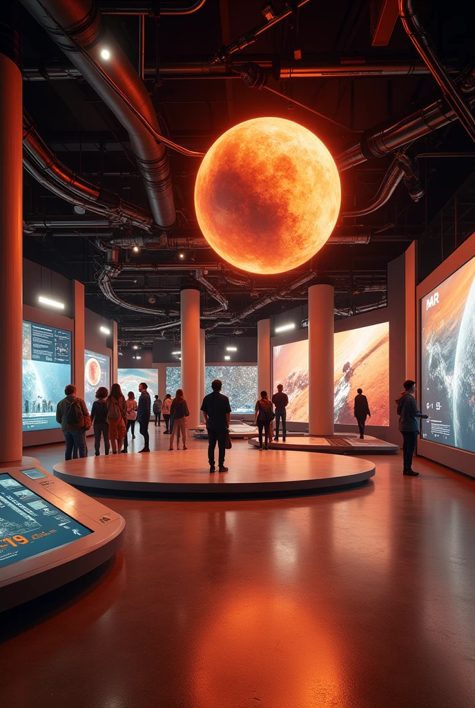 a map of a multi-thematic museum where the theme is the possible trip of man to Mars. The museum has interactive totems where visitors can view the exhibition and interact with the theme