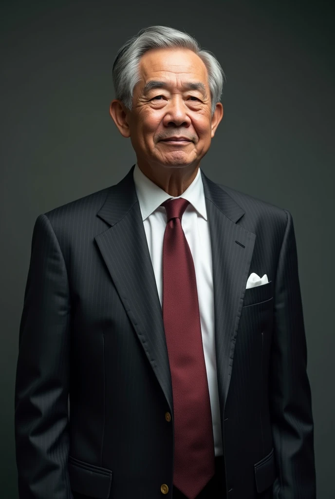 creates the image of a mature man of about 60 years old, short gray hair, He wears a suit and tie, and he has a very big penis , You can see