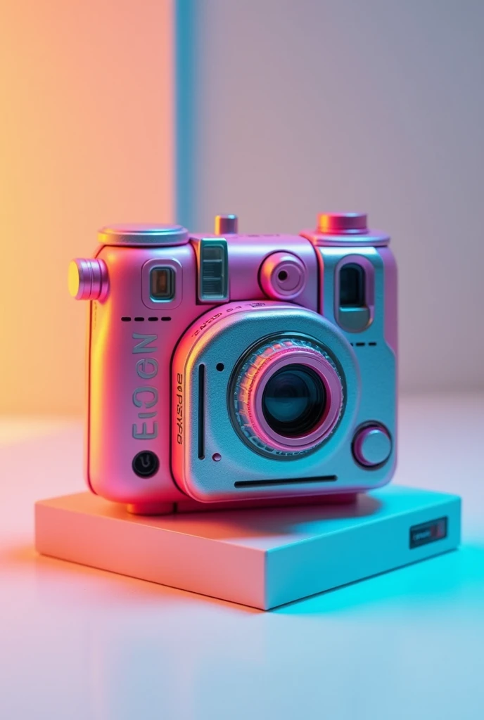 I need an image of a very small camera that catches people's attention but with nice, cool colors.