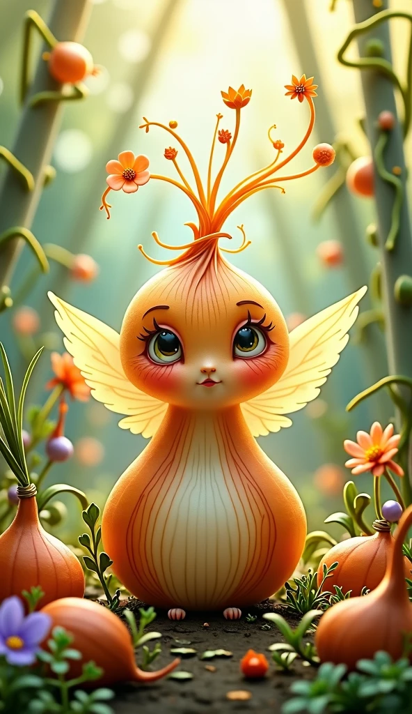 A fairy tale character based on an onion .Cute 
