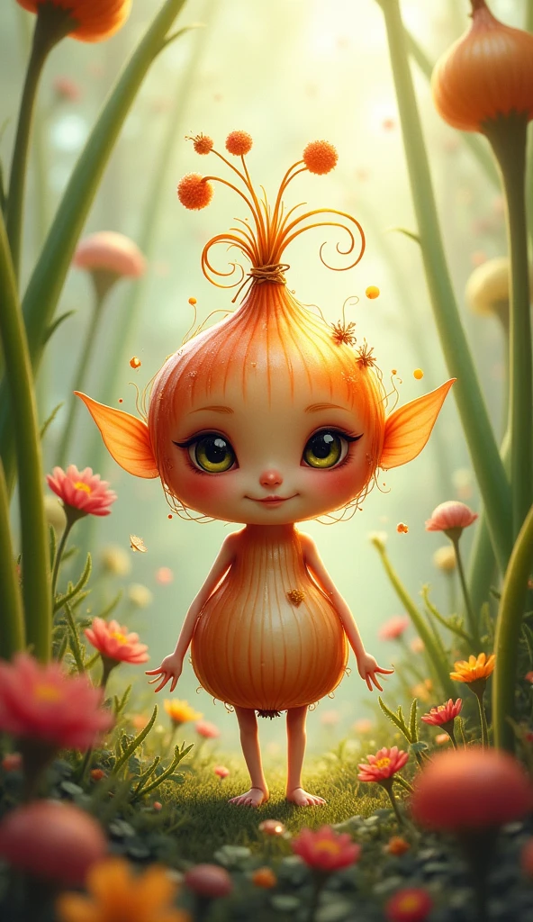 A fairy tale character based on an onion .Cute 
