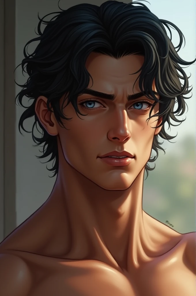 (melhor qualidade, realista, macho), 13 anos, (1 Vermelho ), olhos detalhados, Detailed lips, Cabelo preto, Messy hair, olhos castanhos, piscina, atmosfera acolhedora, soft lighting, ambiente calmo, Masculino