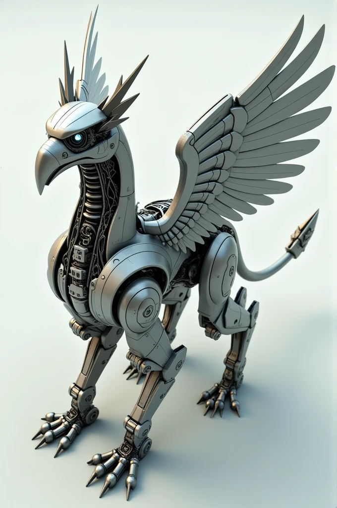 Mechanical griffin, seen from above, exposed back