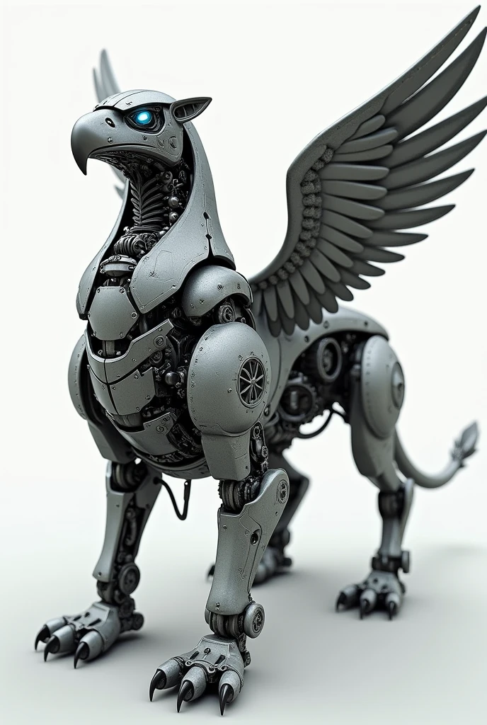 Mechanical griffin, seen from above, exposed back