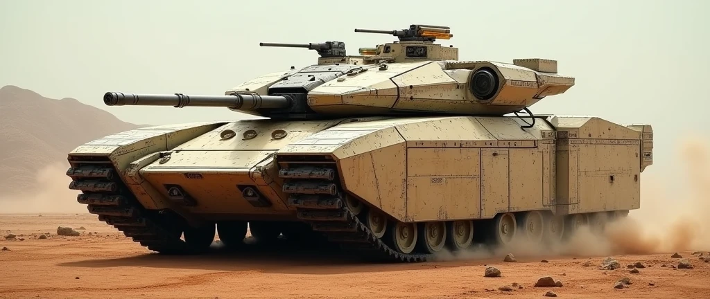 (photorealism:1.2), tank, military futuristic sci-fi tank, advanced tech, anti gravity, anti gravity mibility, heavy armored, heavy laser/canon, light brown cammo painting, (anti gravity sistem)