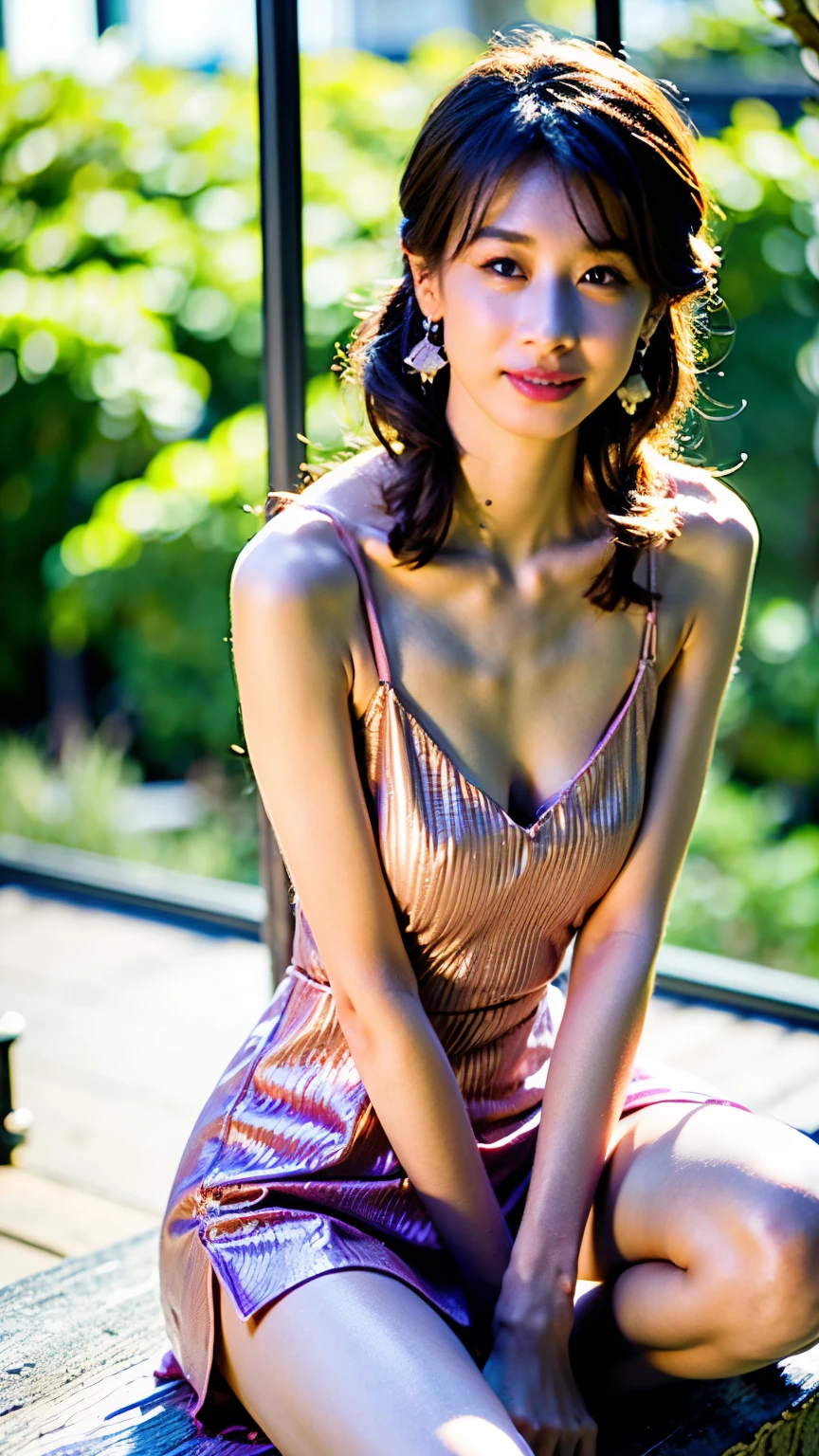 spell(prompt): masterpiece,masterpiece,(Highest quality)(High resolution)(Exquisite expression)(Beautiful CG illustrations)(Delicate expression),Delicate and graceful beauty,Have beautiful and delicate skin,Beautiful Face,Elegant and sexy,完璧でBeautiful Face立ち,Oval Face,blush,Gorgeous makeup,moist pink lips,big black bright eyes,Watery,Dynamic Angle,Energetic and cute,Long brown hair(Bundle Up,Hair Bun,Exquisite hair design,(High Slit,Thin, sheer lace fabric,Sleeveless shoulderless),Forward and backward,(Big Breasts,full, Round and towering),Beautiful earrings,Tight waist,(Sexy long legs,Show off your legs),Slim figure,Precise and perfect human body,To the camera,(7 Photos),Inside the courtyard,sitting on the swing, model: Universal XL, CFG scale: 7, Luxury Rental: 1.5, roller: Future Fashion(0.6)、bright(0.3)、Asian face woman -3(0.3)、wild(0.3)