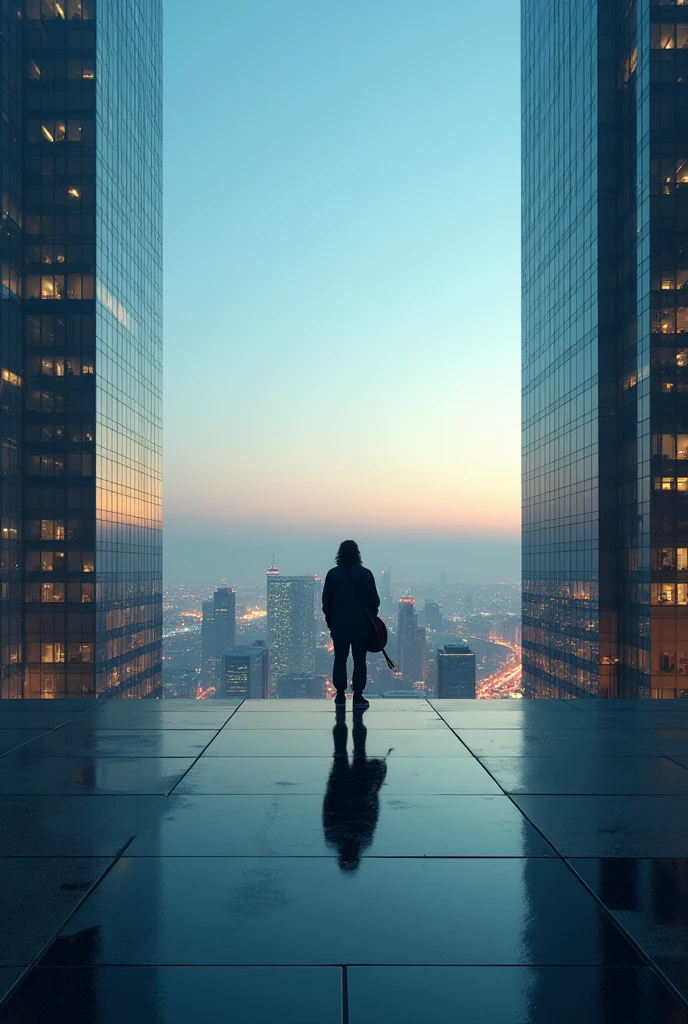 Create a background image for a music video on a skyscraper roof