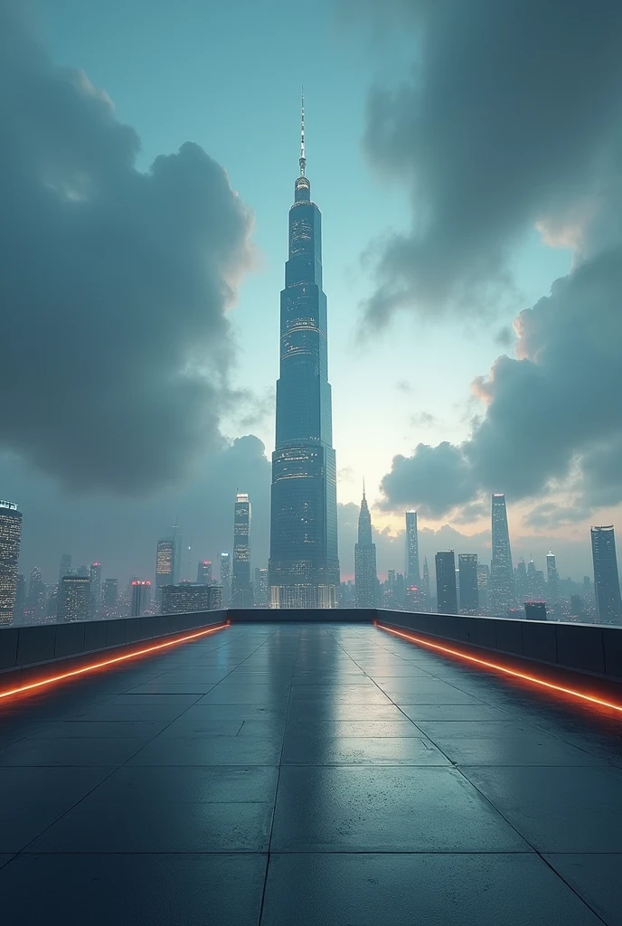 Create a backdrop for a music video on a skyscraper roof without people