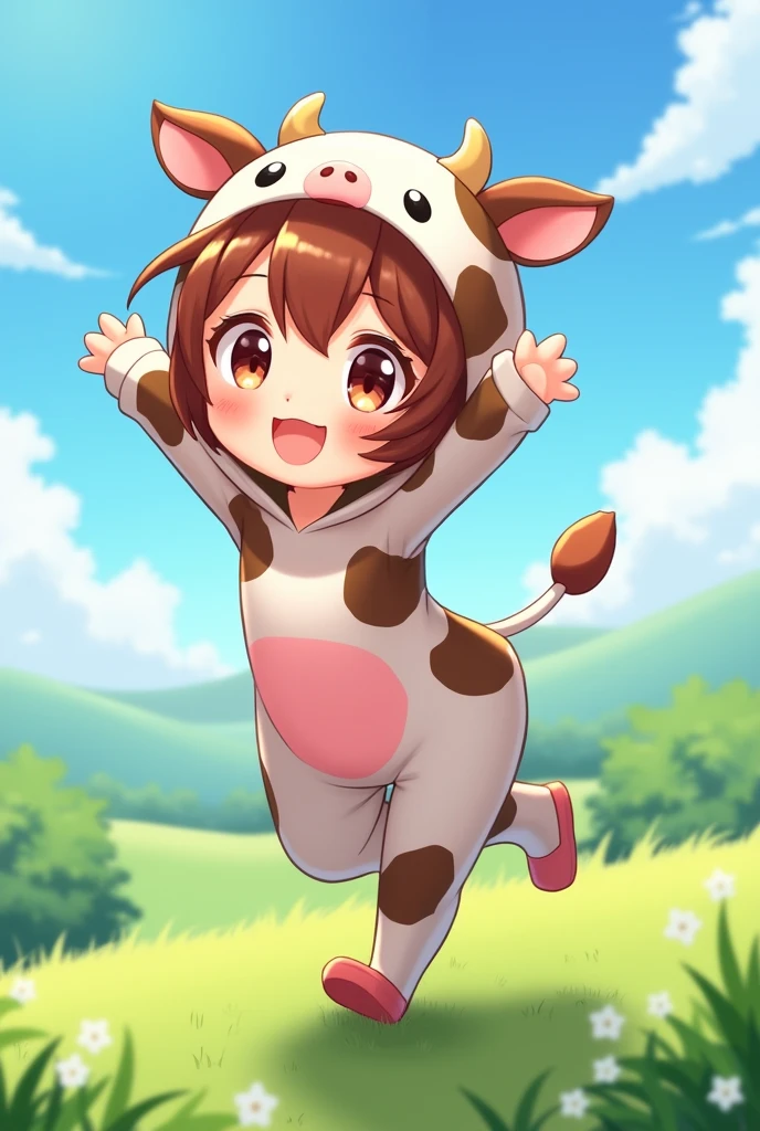 Uraraka in a cow costume