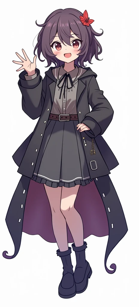 (stand posture), cute eyes, 3 girls, jacket, uniform, cleavage, skirt, solo, ((white background)), (full body), multiple views, vest, corset, bustier,