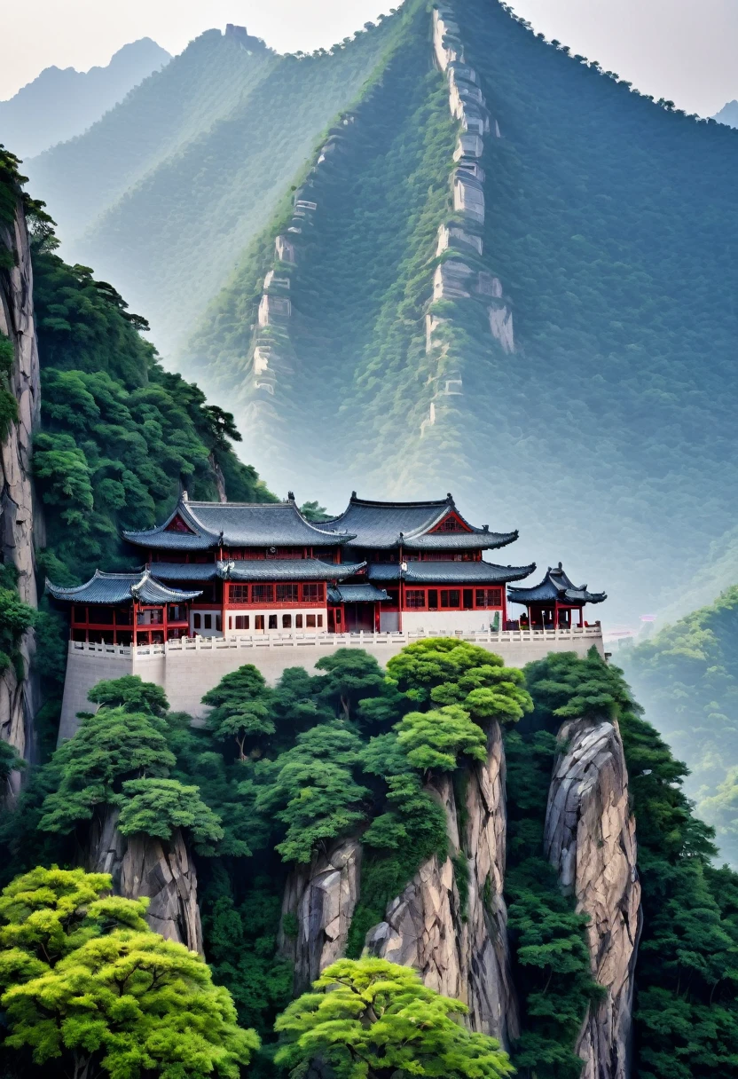 The headquarters of the Mountain Court,Oriental style building,Mountains of China