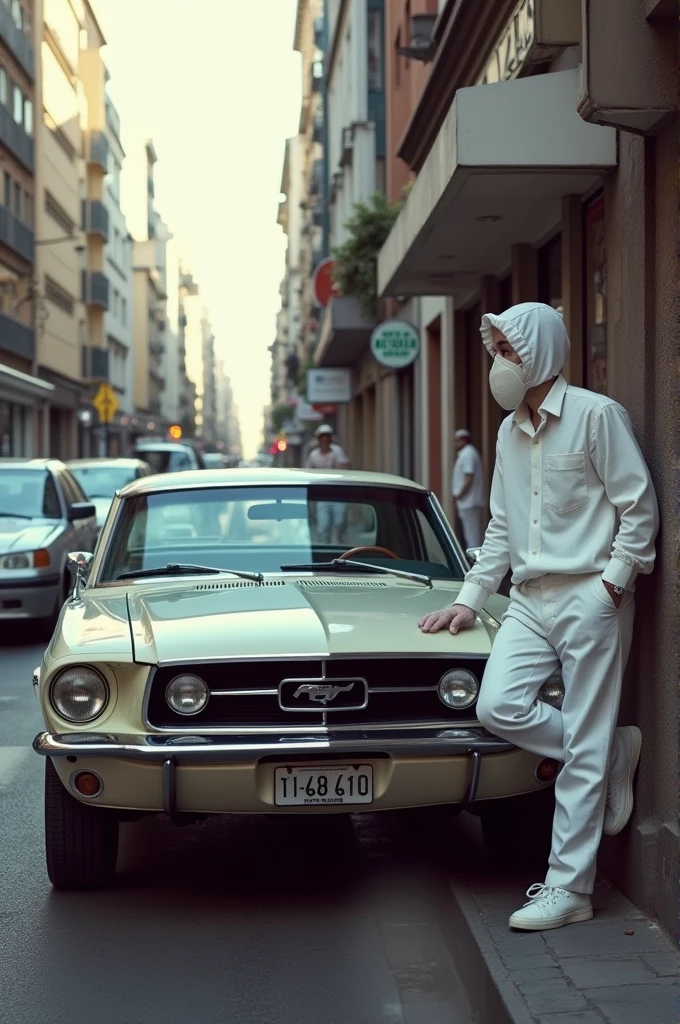 Ford Maverick fully exposed with a 2 white man leaning against the side of it in the city of São Paulo