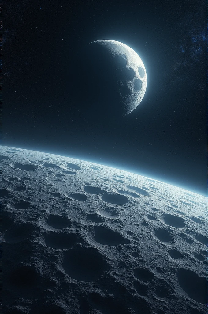 Epic image of space with lunar surface