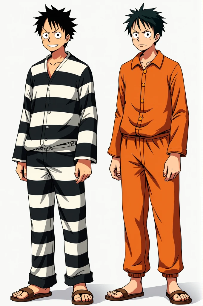 Monkey D. Luffy in prison uniform long sleeve black and white stripes Original anime One Piece and Monkey D. .... Luffy in orange long sleeve prison uniform Original anime One Piece