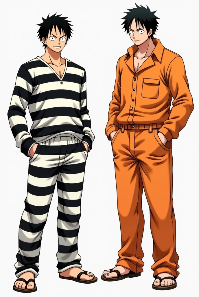 Monkey D. Luffy in prison uniform long sleeve black and white stripes Original anime One Piece and Monkey D. .... Luffy in orange long sleeve prison uniform Original anime One Piece