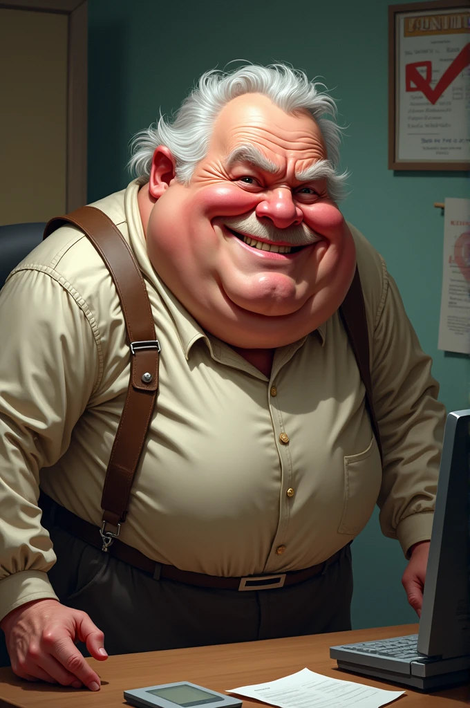 Fat old man show cheat