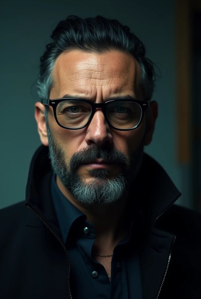 Money heist Professor Alvaro morte image, wearing Glasses,black trim beard