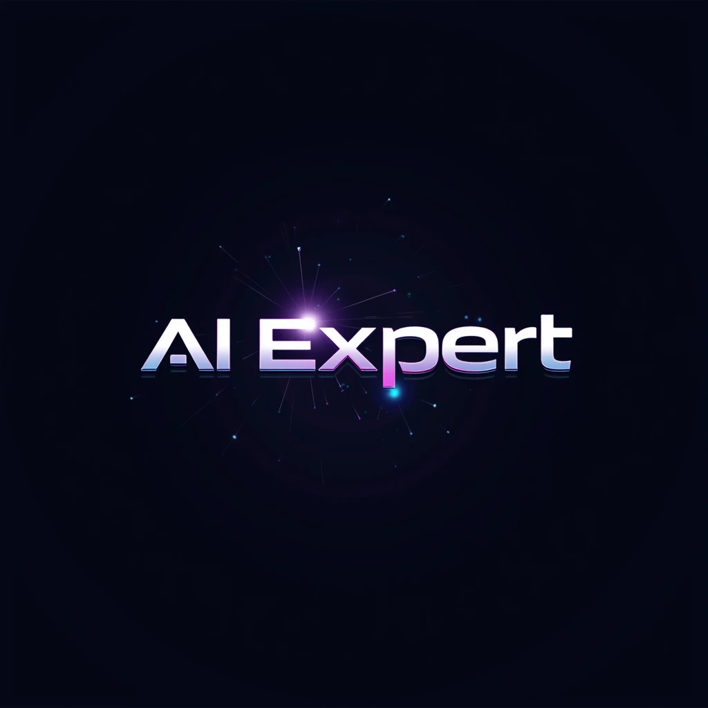 logo for ai company The company name 'Ai Expert' is written in an even bolder, sharper futuristic font, with the slogan 'Masters of Generative' highlighted beneath it.