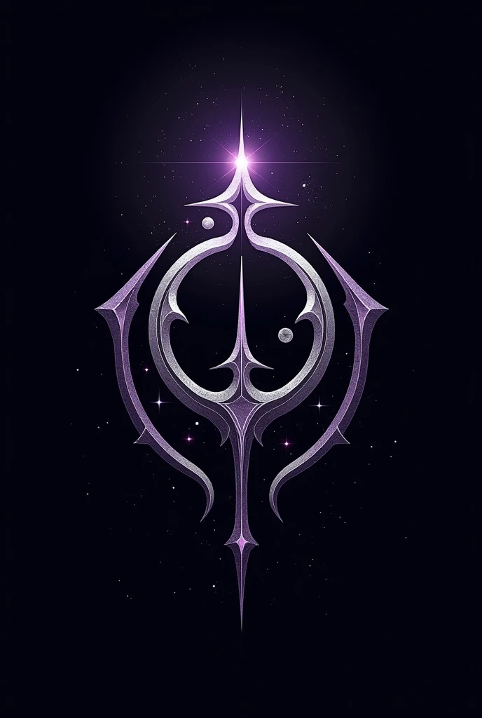 The logo would represent the name Octavia Void, written in a font with sharp edges and smooth curves, reminiscent of archaic symbols or runes. Colors - black and purple, with the addition of shiny silver accents. Elements can be integrated into or above the letters, symbolizing space, such as stars, moon or planets.