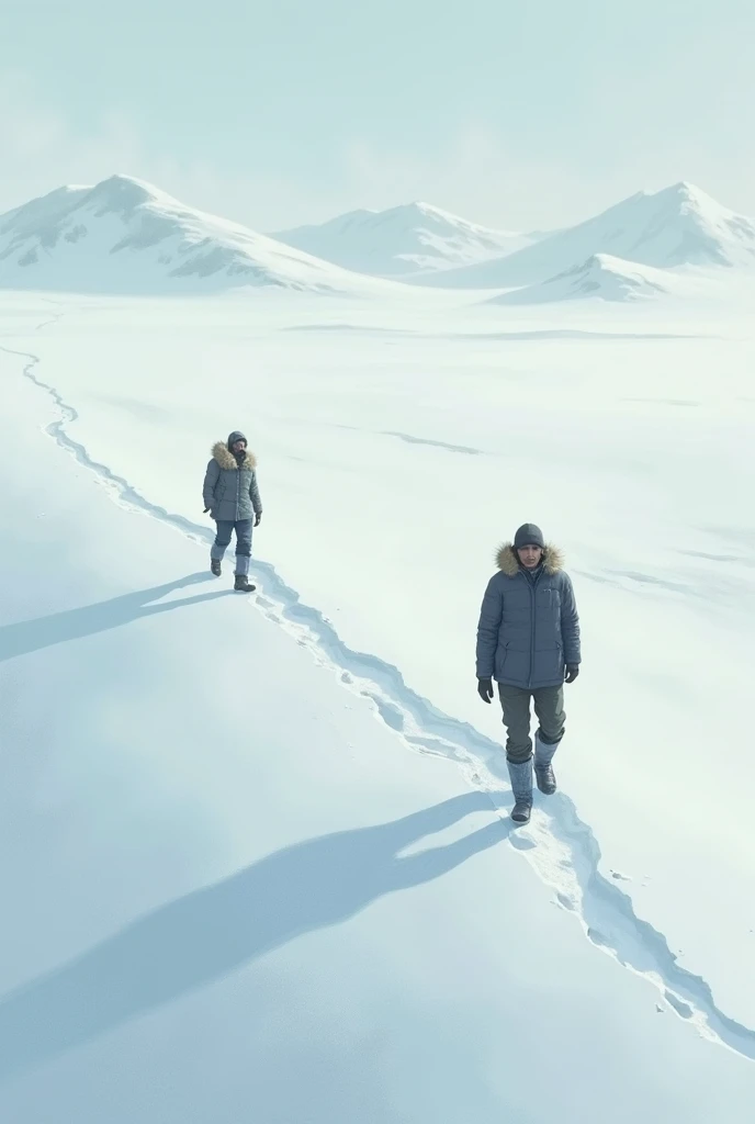 Create a drawing of the pressure the example is a man walking on the.snow and another where it is co skip 
