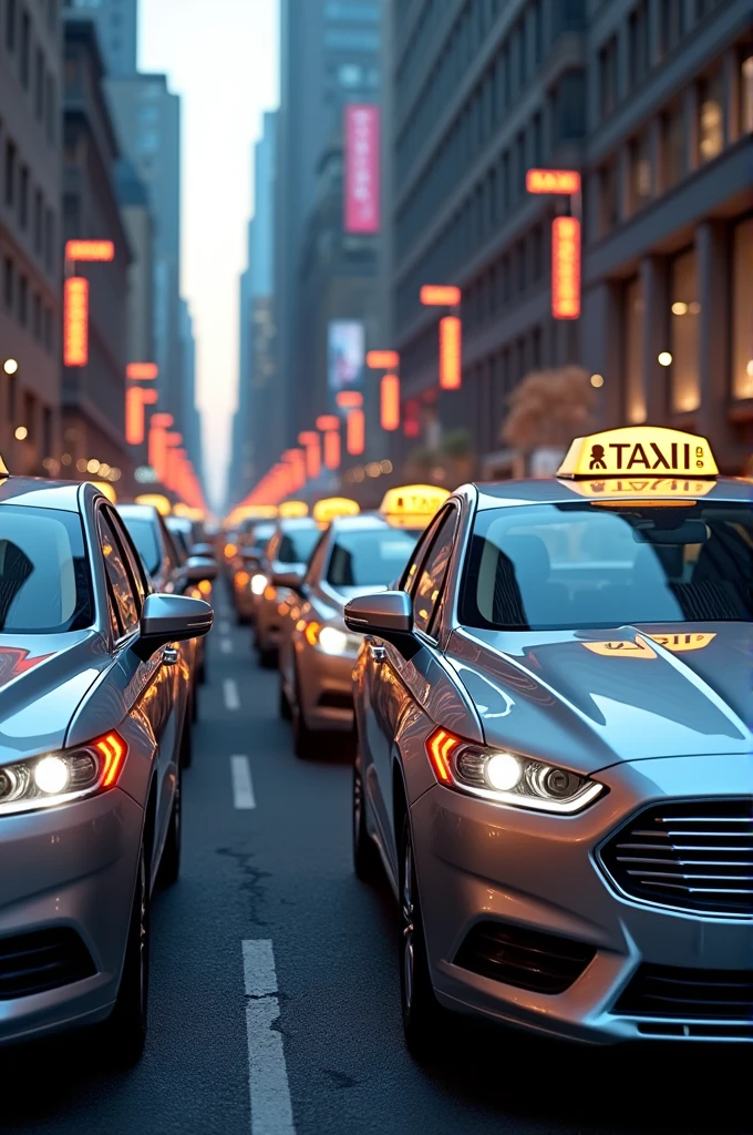 Taxis parked waiting for customers with the name Platinum taxi