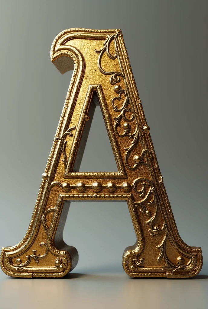 Golden letter A looking like armor with golden iron details