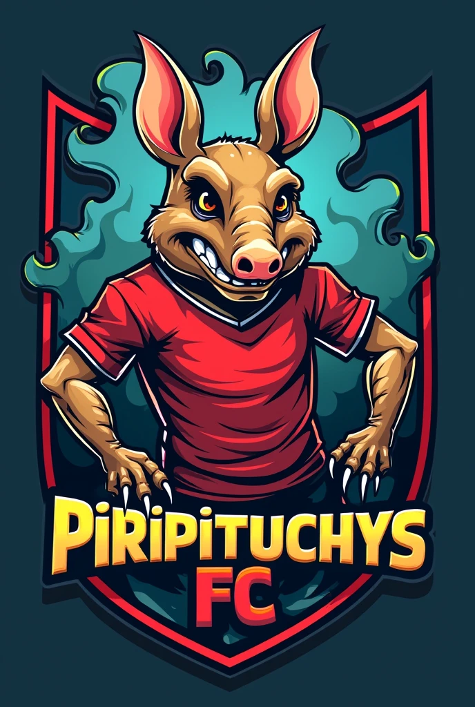 A funny and naco logo of a football team called Piripituchys FC with a bit of morbid allusion