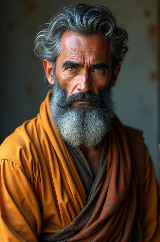 Men who has dark green eyes beard 40+ age dark thick eyebrows shalwar kameez