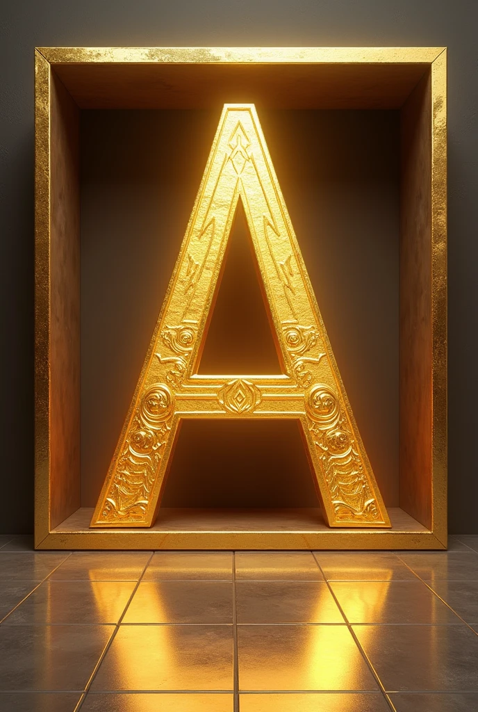 Simple golden letter A straight square details golden armor iron pattern 