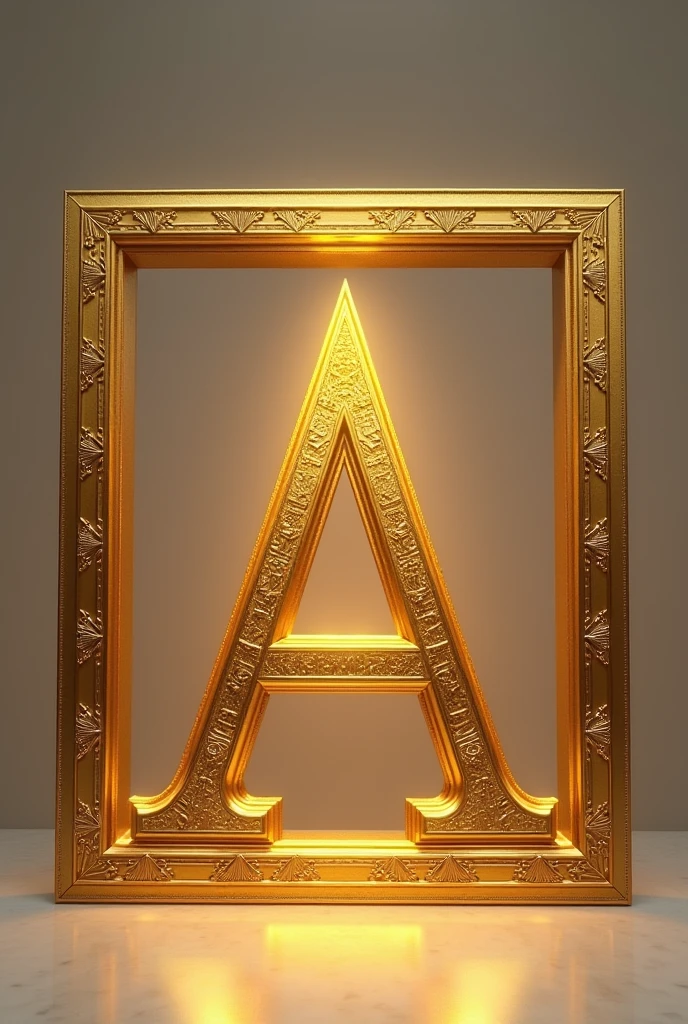 Simple golden letter A straight square details golden armor iron pattern