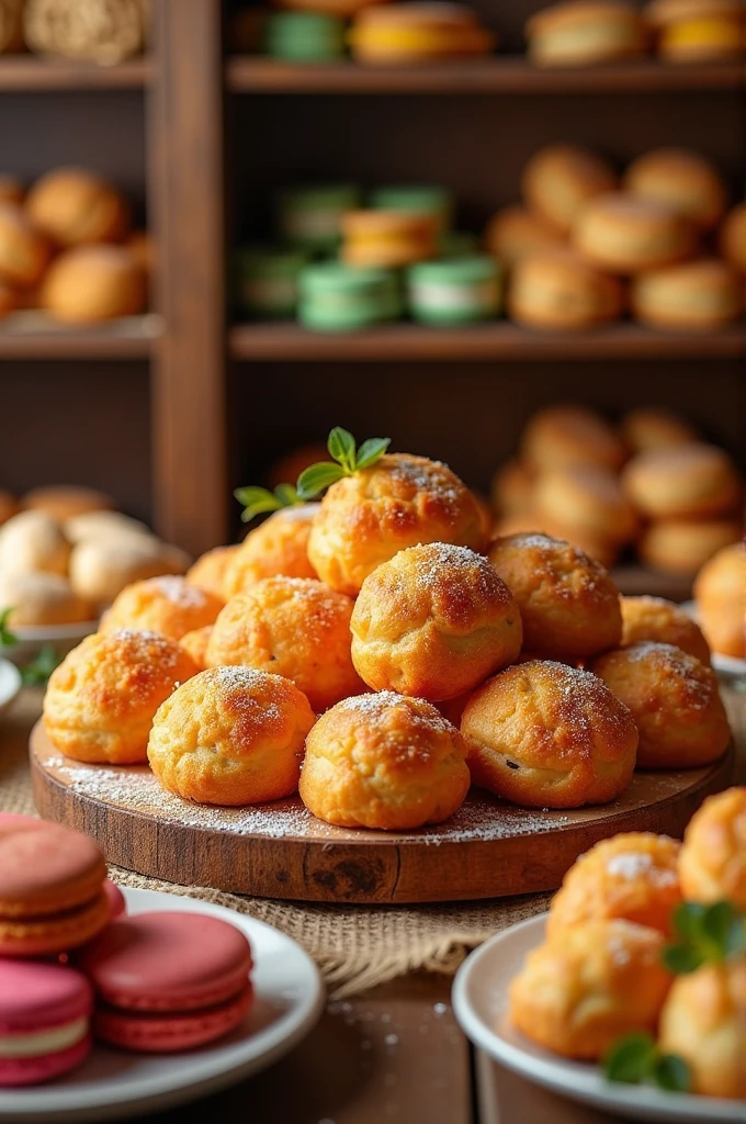 Generate an image of snacks to sell coxinha pastries 