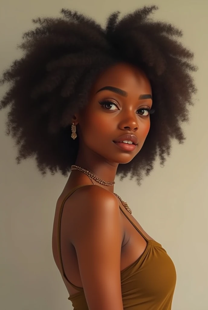 Femme africaine de 25 ans avec des rondeurs et un visage innocent