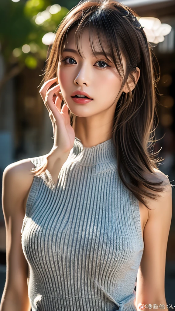((masterpiece)) ((Highest quality)) ((Ultra High Resolution 8K)) ultra HD:1.3 超Realな描写 ultra HD RAW写真 Extremely detailed Cinematic lighting Delicate expression Realな肌 Human skin type Real Real Photo-like gloss Thick lips Large mouth (Perfect gal make-up:1.5) Black gal (Beautiful brown skin:1.1) Anatomically correct finger shape ((looking at the camera)) ((Full body photo)) Distant view photography (Cowboy Shot:1.1)、Japanese Face (Grey knit dress) Shortcuts、