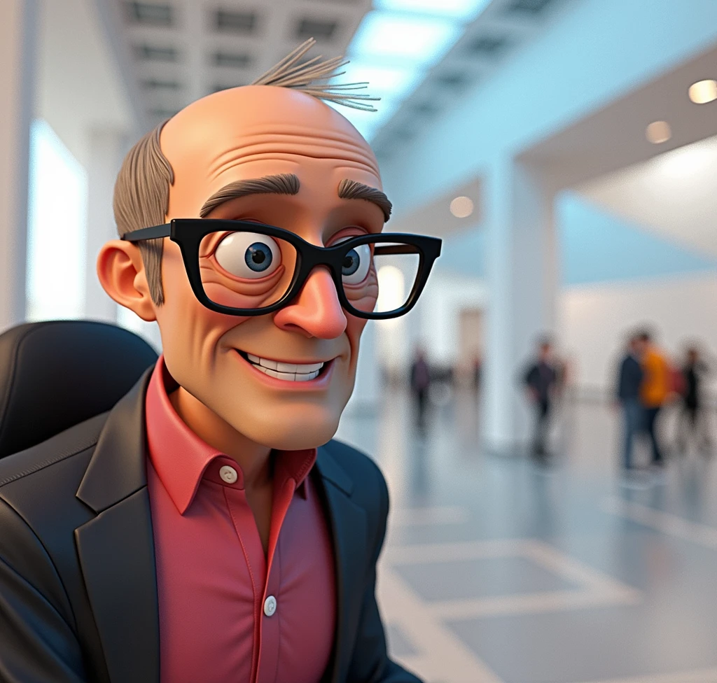 Cartoon character of a man in black glasses and blue shirt, an animated character, stylized character, animation style rendering, 3d stylized, Arnold Maya rendering, Stylized 3D rendering, toon render screenshot, 3d character, 3d character, Stylized 3D rendering, 3D character rendering, cartoon character, Personagem de close up, character posing, (Pixar-style) (master part:1.2) (bokeh) (best qualityer) (skin detailed) (detailed texture) (8k) (Argilla) (cinematic lighting) (sharp focus,Sit down and lift your upper body
