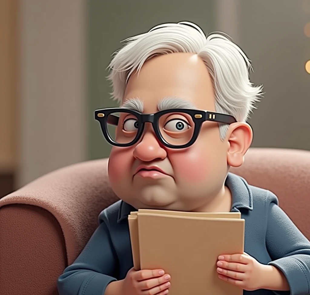 Cartoon character of a man in black glasses and blue shirt, an animated character, stylized character, animation style rendering, 3d stylized, Arnold Maya rendering, Stylized 3D rendering, toon render screenshot, 3d character, 3d character, Stylized 3D rendering, 3D character rendering, cartoon character, Personagem de close up, character posing, (Pixar-style) (master part:1.2) (bokeh) (best qualityer) (skin detailed) (detailed texture) (8k) (Argilla) (cinematic lighting) (sharp focus,Sit down and lift your upper body
