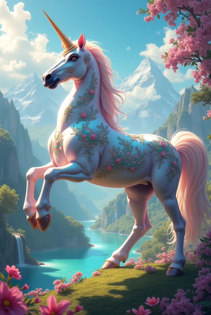 image of extravagant unicorns in paradise