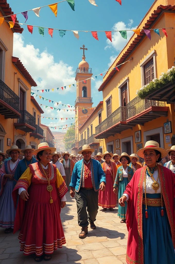 Create an image on the theme of culture and tradition about the festival of San Roque and the Virgin of Chaguaya in Tarija, Bolivia 
