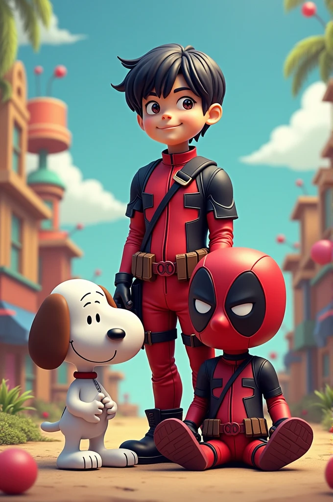 Jungkook,Snoopy y deadpool 