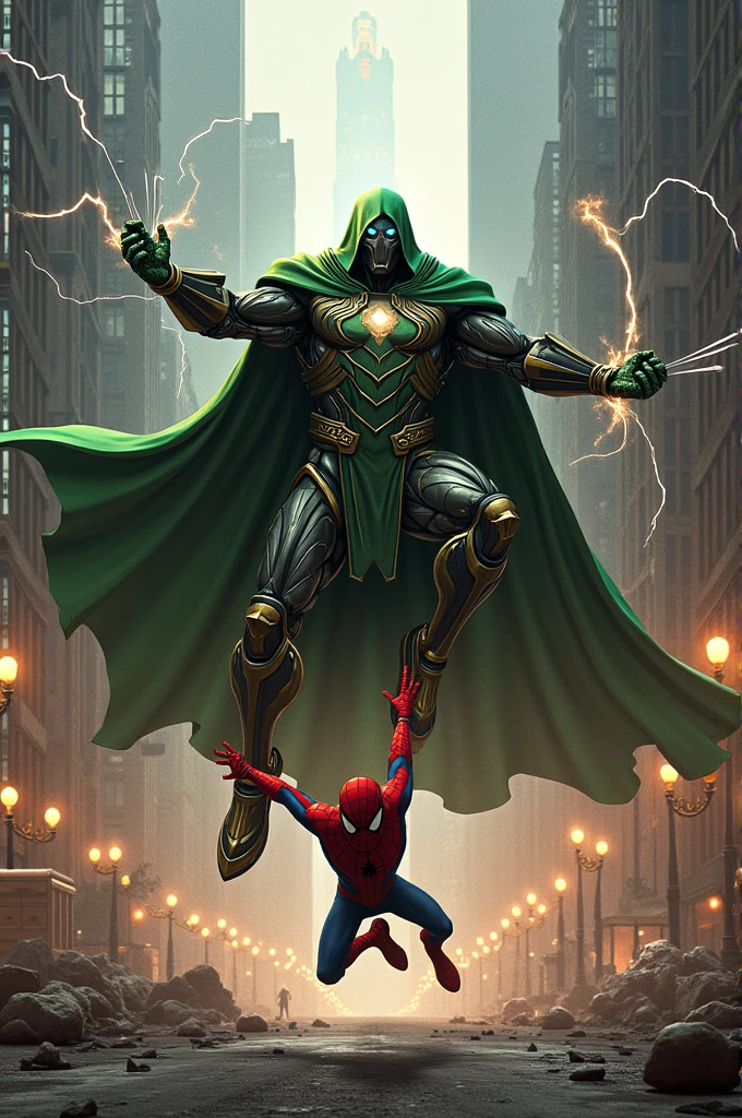 Spider man and dr doom fight each other