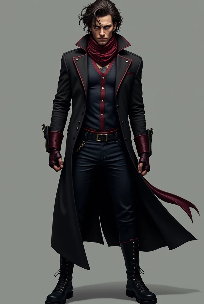 François Civil as Gambit (Remy LeBeau) in a film adaptation of the X-Men would be an intriguing choice, given its potential to bring charisma and depth to the character. To capture the essence of Gambit true to the comics, The focus should be on its iconic appearance and distinctive style.

Gambit is known for his signature look, combining an air of mystery with distinctive elegance. His most iconic outfit includes a long, fitted black jacket., with details in burgundy or dark red tones. This jacket, reaching to the knees, It must have a modern and stylish design that retains the classic style of the character. under the jacket, Gambit wears a tank top, typically black or purple in color, that highlights his athletic physique.

An essential detail of the costume is the scarf that Gambit wears around his neck., often red or burgundy in color, which adds a touch of sophistication to the whole. His pants are also tight and dark in color., complementing the outfit. besides, Gambit wears long, fingerless gloves, and combat boots that are functional and stylish.