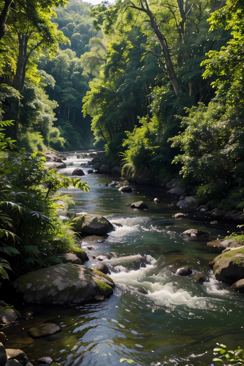 a scenic panoramic view of a lush green river, detailed foliage and riverbanks, serene tranquil atmosphere, vibrant colors, beautiful natural landscape, (best quality,8k,highres,masterpiece:1.2),ultra-detailed,(realistic,photorealistic,photo-realistic:1.37),landscape,natural scenery,flowing river,flourishing vegetation,lush greenery,detailed foliage,scenic overlook,peaceful ambiance,vibrant colors,dramatic lighting