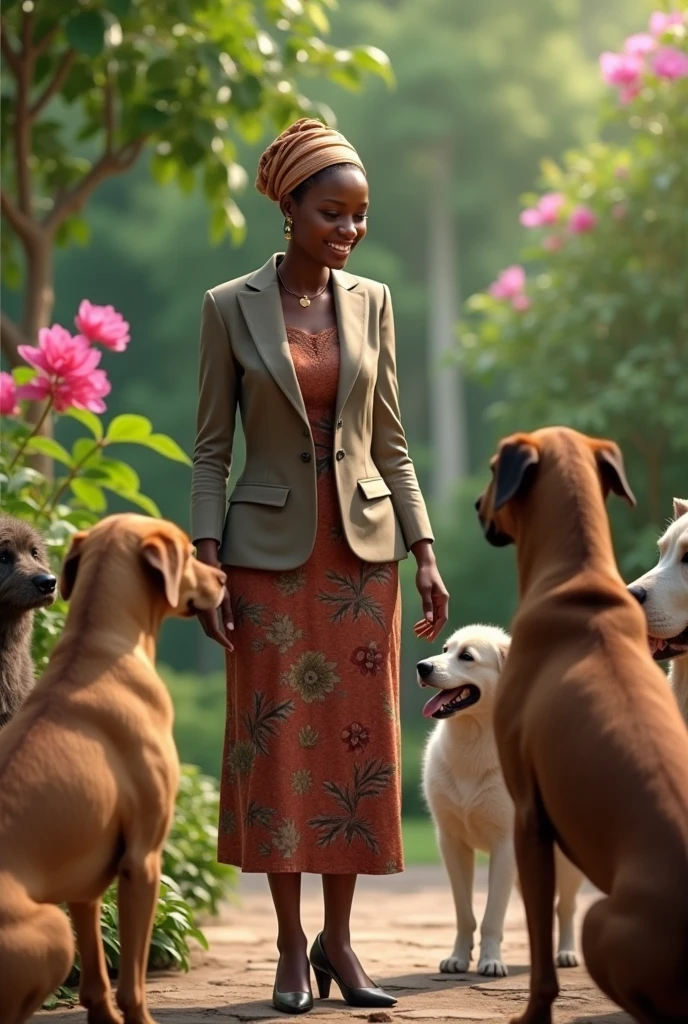 President Samia Suluhu speeking with dogs